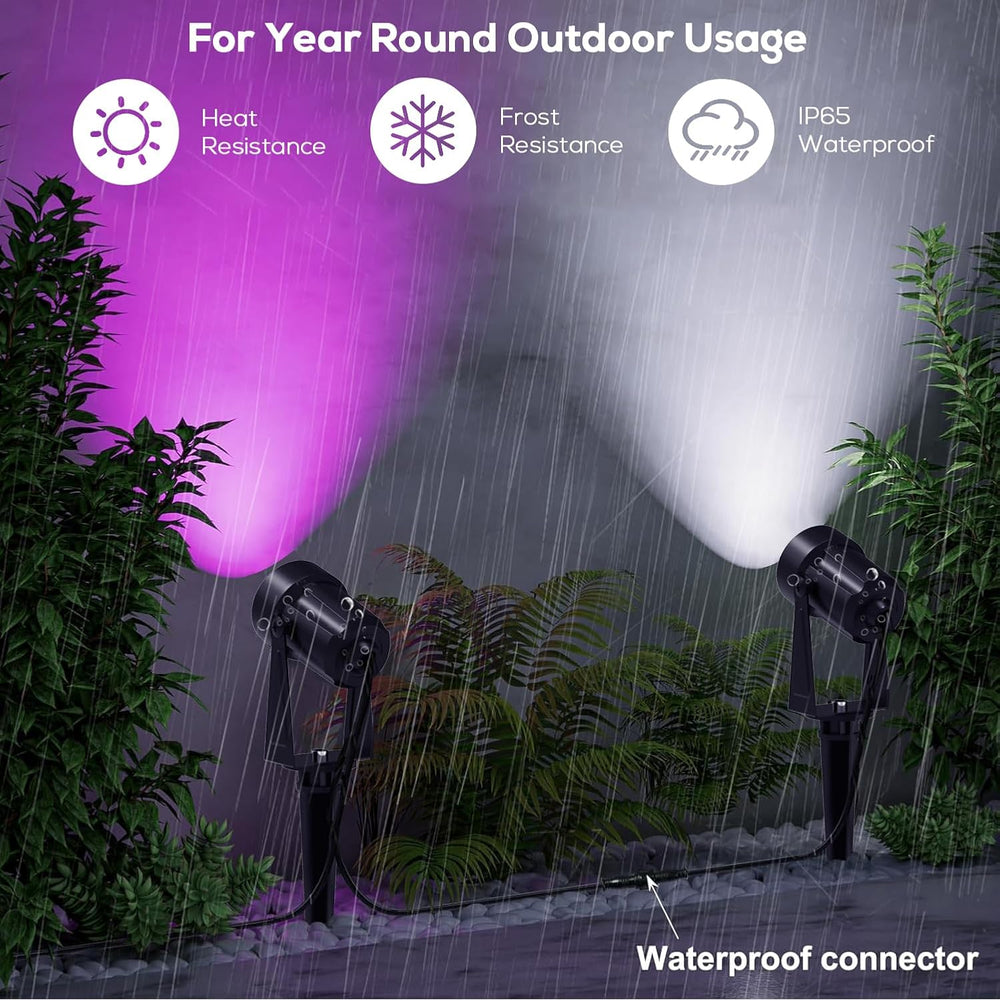 SUNTHIN 10 Pack Outdoor RGBW Landscape Lights, Color Changing Spot Uplights