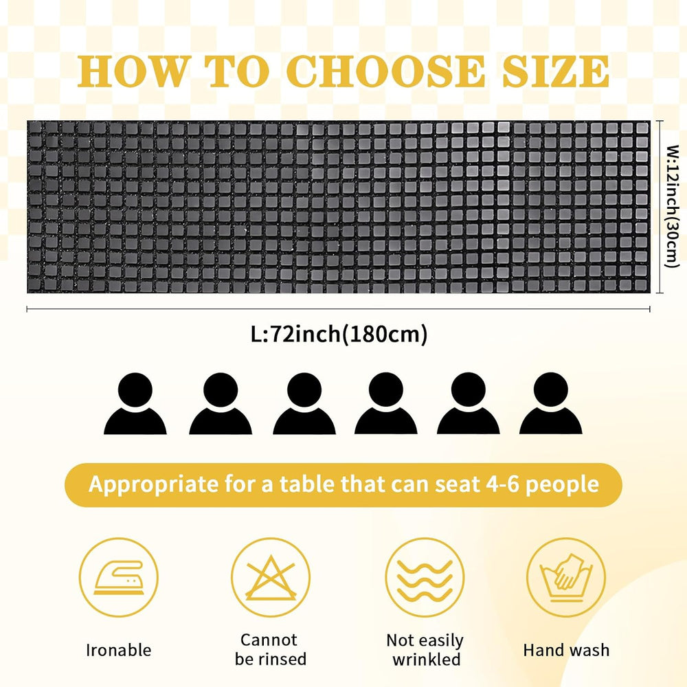 Black Sequin Table Runner 8 Packs 13 x 72 Inch Glitter Mirror Fabric