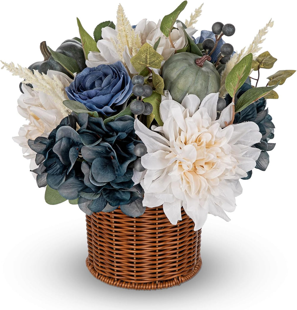 Hollyone 13.8" Fall Flowers Arrangement in Baskets Pot Outdoor Indoor Fa...