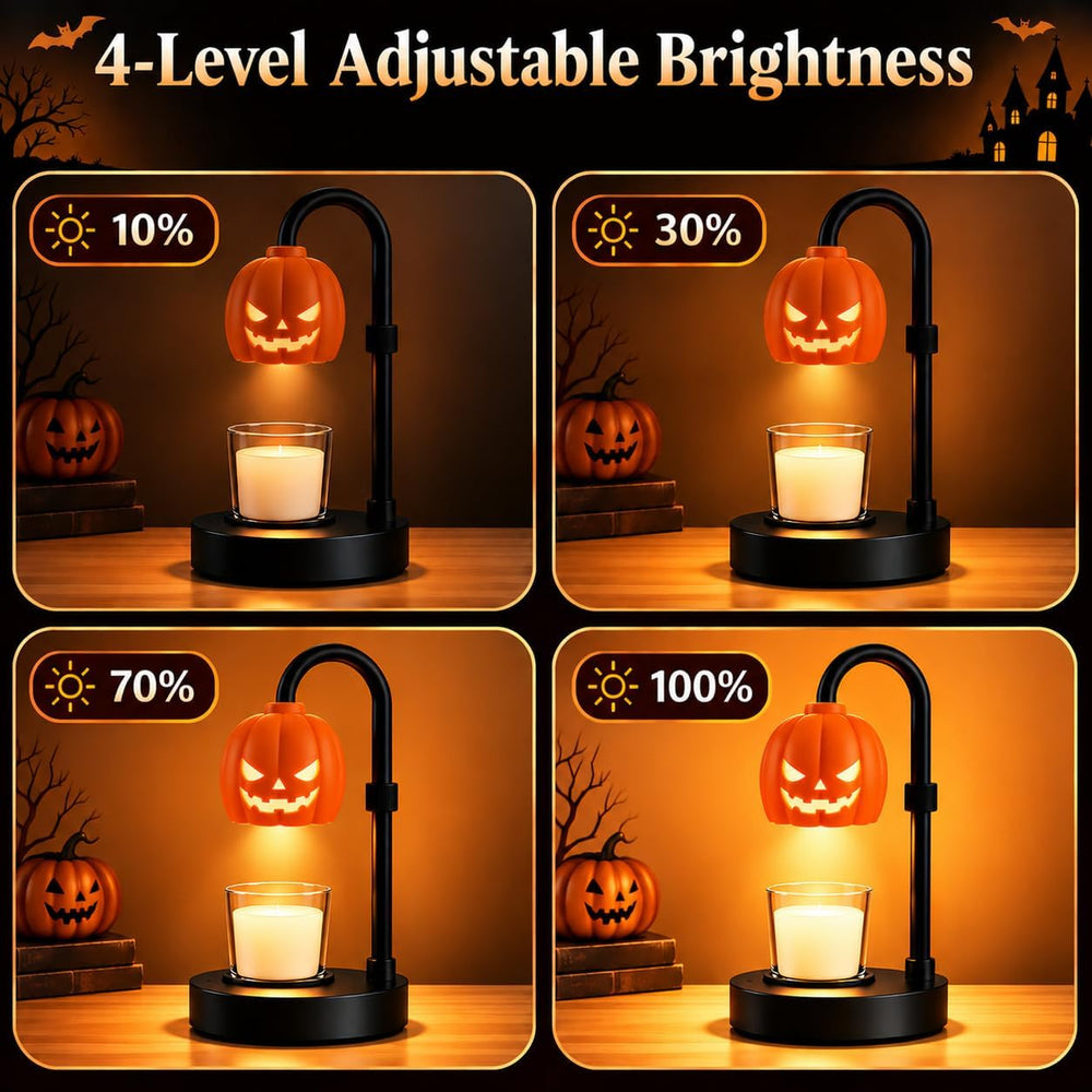 Pumpkin Halloween Candle Warmer Lamp,Spooky Gothic Home Decor with Timer &...