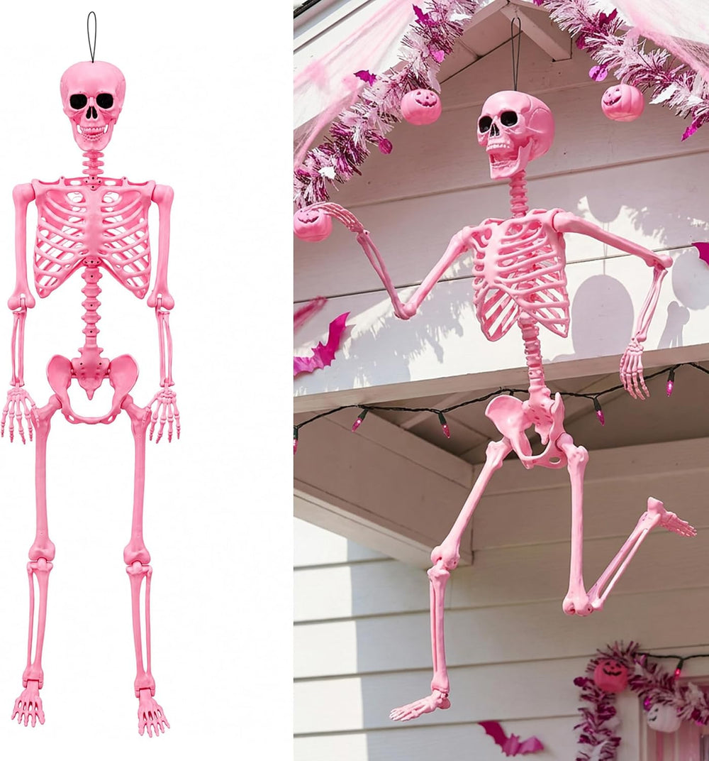 Watayo 5.5 Ft Halloween Pink Skeleton Large Decoration with Movable Joints