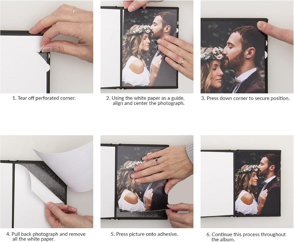 Neil Enterprises Inc. 5" x 7" Black Leather Self-Stick Photo Album ...