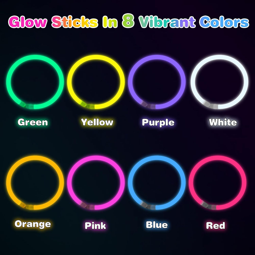 800 Pcs 8 inch Ultra Bright Glow Sticks Bulk Party Favors Pack,Christmas,East...