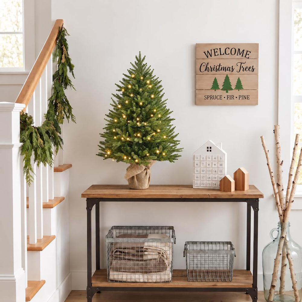 Somikis 3ft Pre-Lit Artificial Mini Christmas Tree for Tabletop Desk Decor