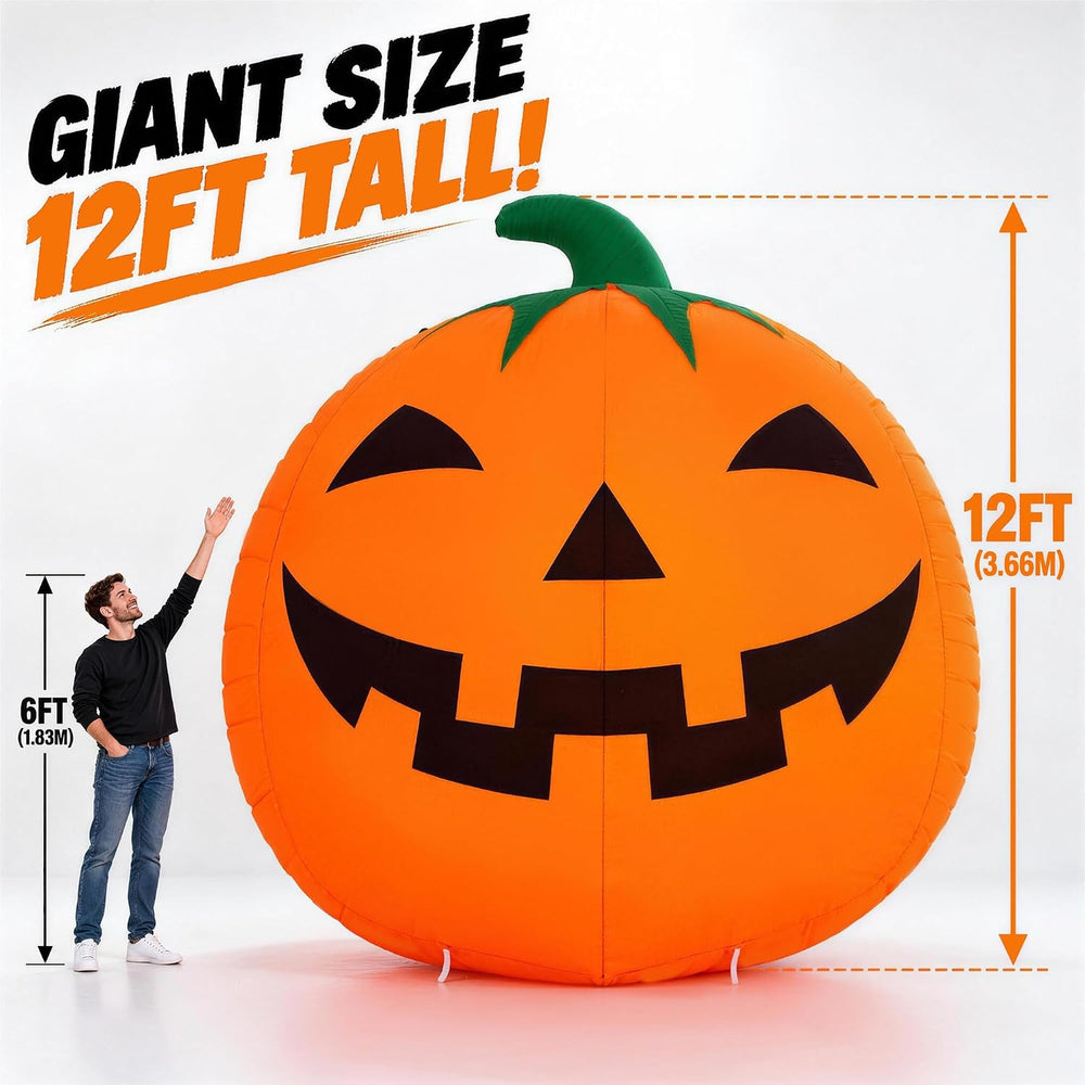 ZPISF 12 FT Halloween Inflatables Giant Pumpkin with Rotating LEDs