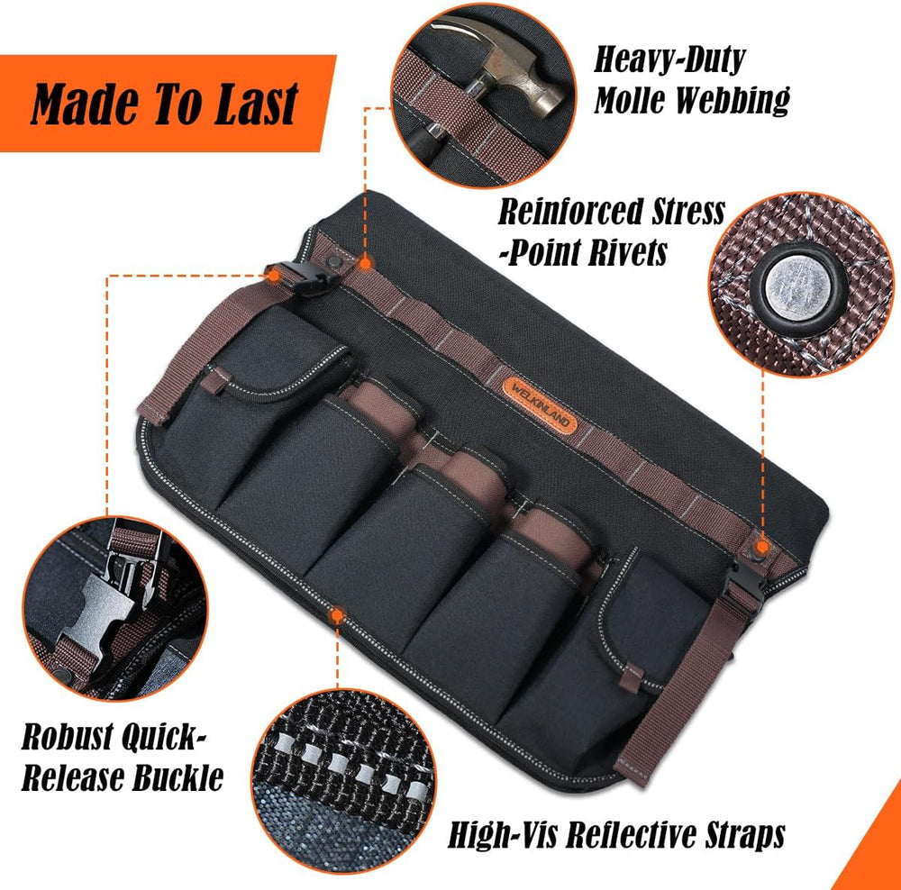 WELKINLAND 47-Pocket 5 Gallon Bucket Organizer, Grid-Ripstop Tool Bucket