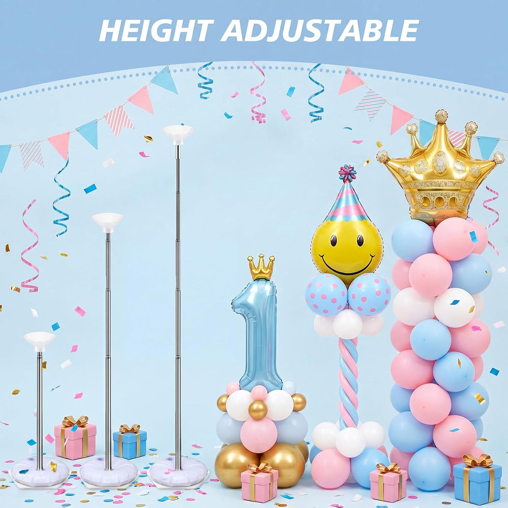 Hicarer 8 Sets Balloon Column Stand Kit, 7ft, Classic Metal