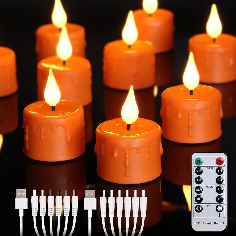 Halloween Candles Flameless Fake tealight Candle,12 Packs LED Tea Lights Rech...