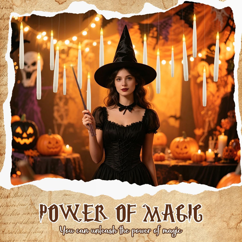 fclayvts 36PCS Floating Candles with Wand Remote,Magic Hanging Taper Candle