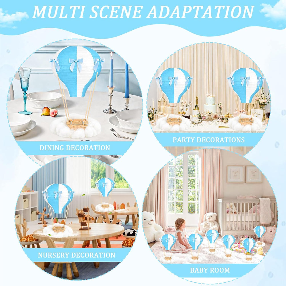 6 Sets Hot Air Balloon Decorations Cloud Decorations Centerpiece,Blue