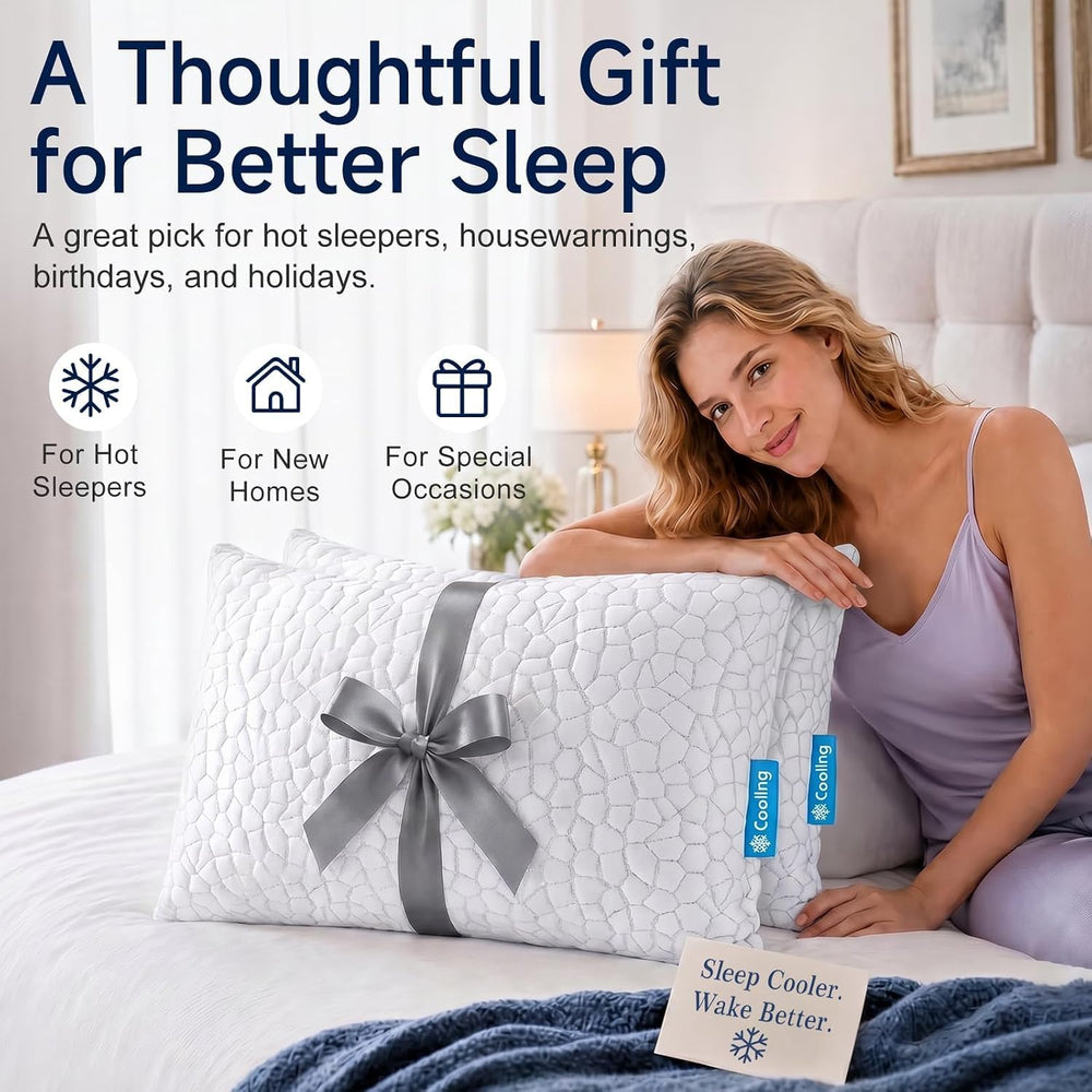 QUTOOL Cooling Pillow for Sleeping, CertiPUR-US Shredded Memory Foam Queen Pi...
