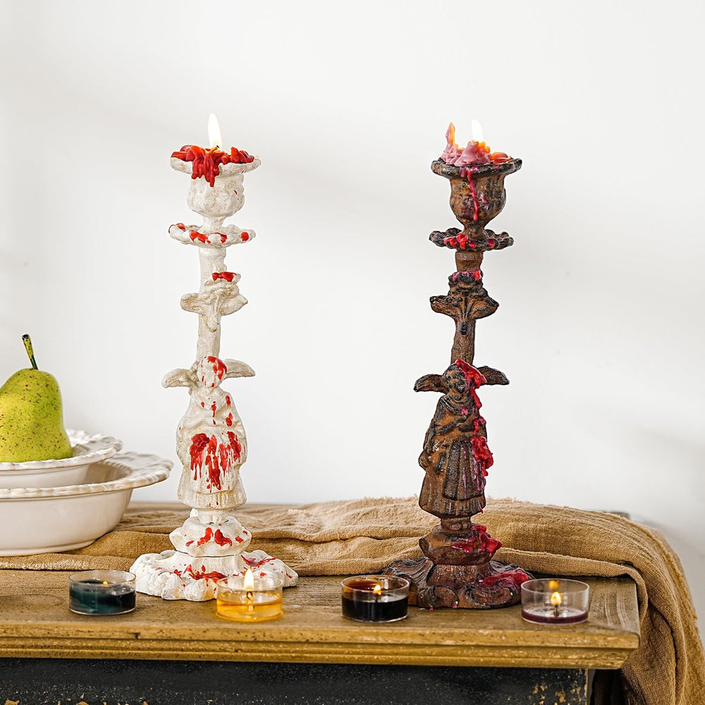 Sungmor Cast Iron Candle Holder, Decorative Candlestick Stand Rust Figurine