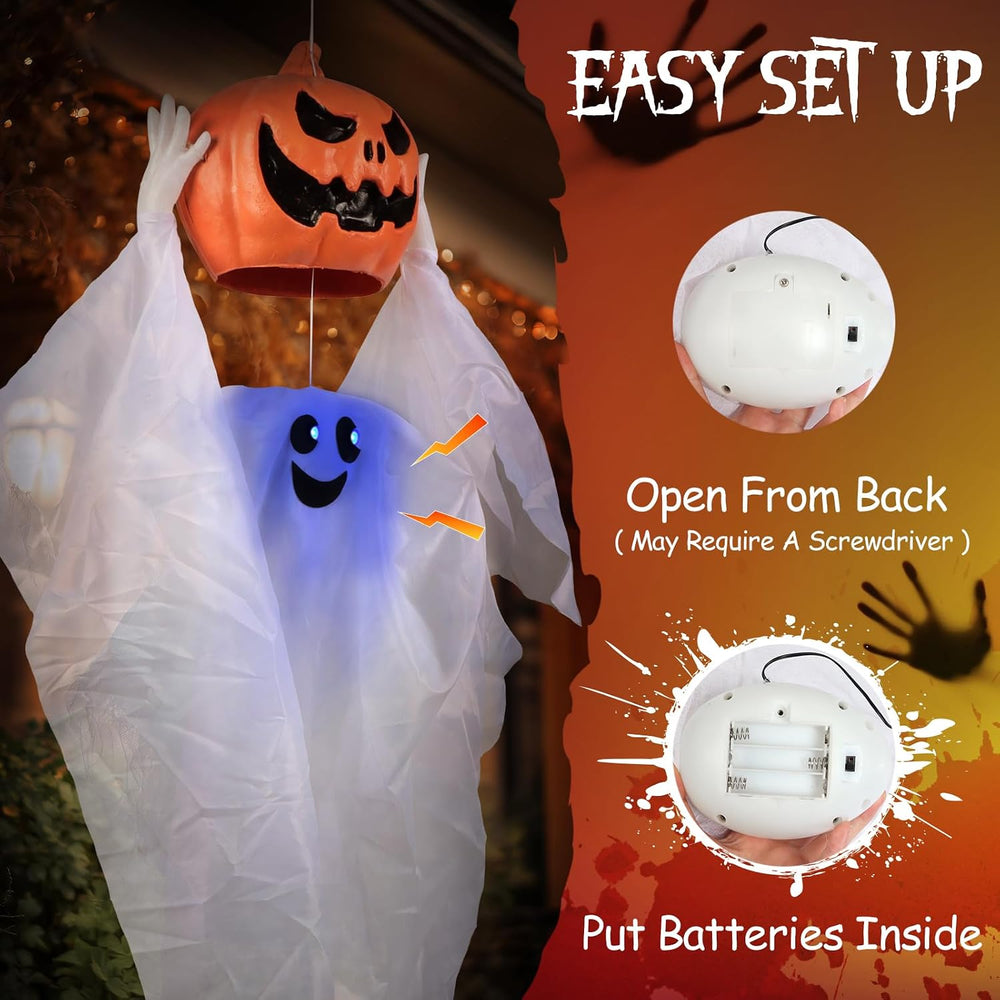 Halloween Hanging Ghost, Halloween Decor Outdoor, Sound & Moving