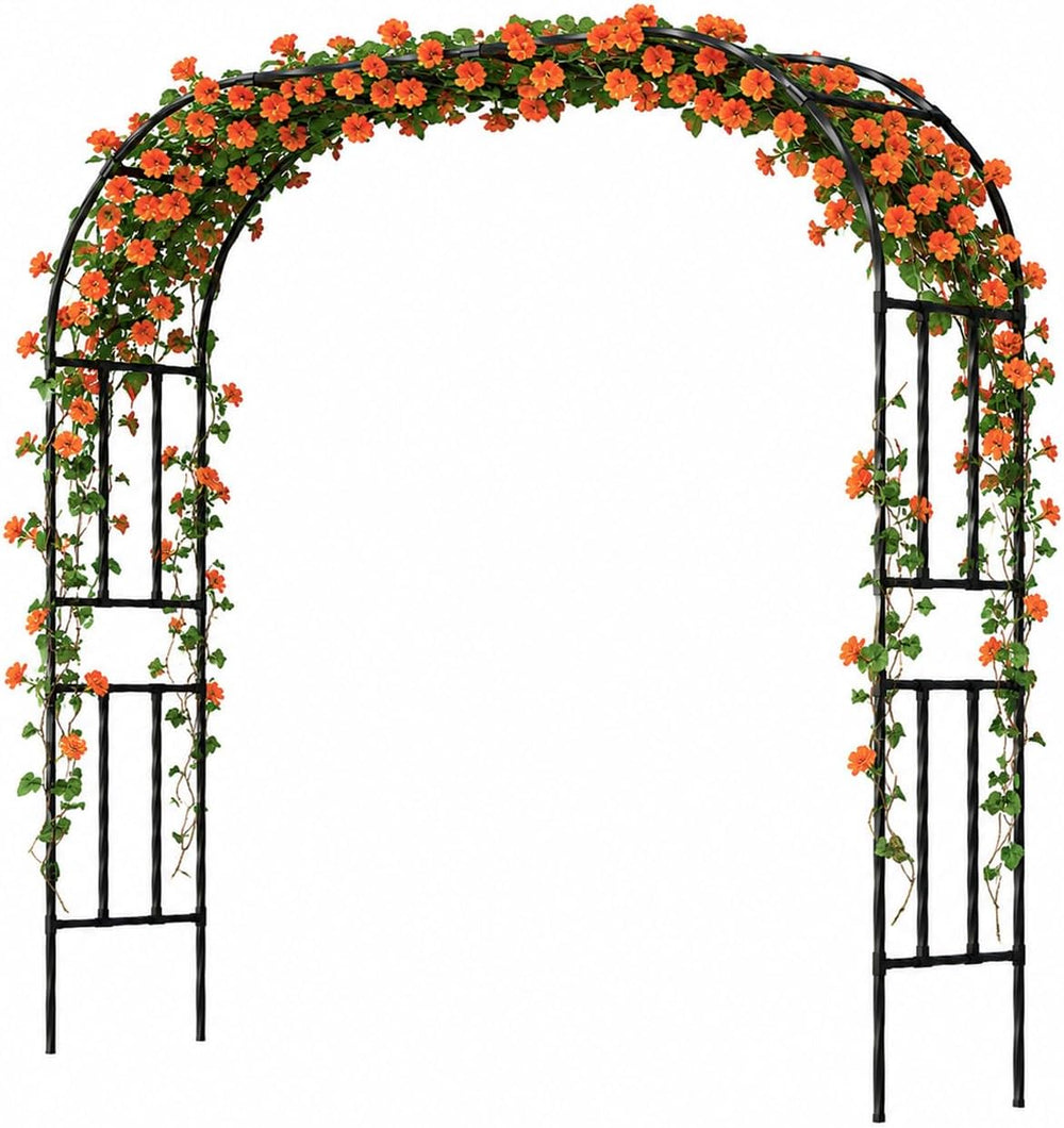 Garden Arch Trellis, 98.5"x94.5" Metal Arbor for Climbing Plants Ou...