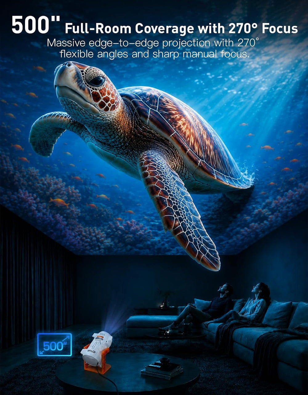 3D Galaxy Ocean Projector, HD Star Projector with 100+ Scenes for Bedroom