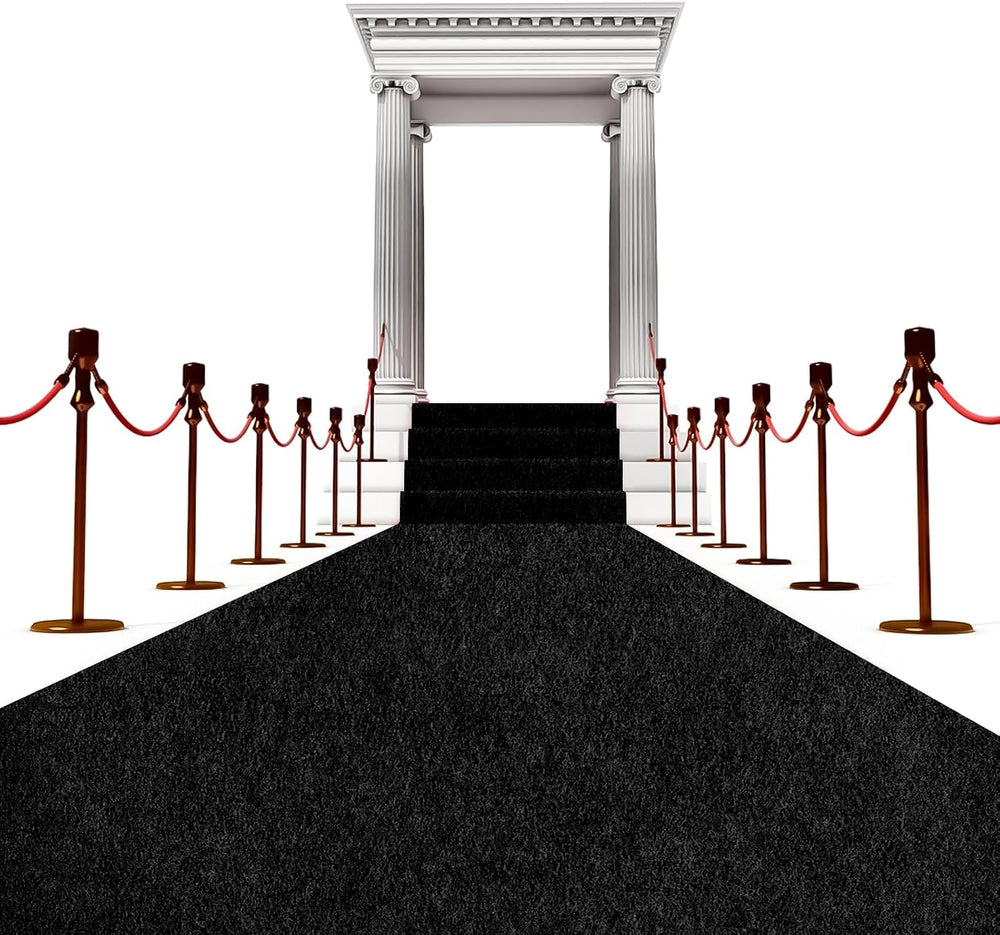 Extra Thick Black Carpet Runner 3 x 20Ft, Non-Slip TPR Rubber Backing, 450 GS...