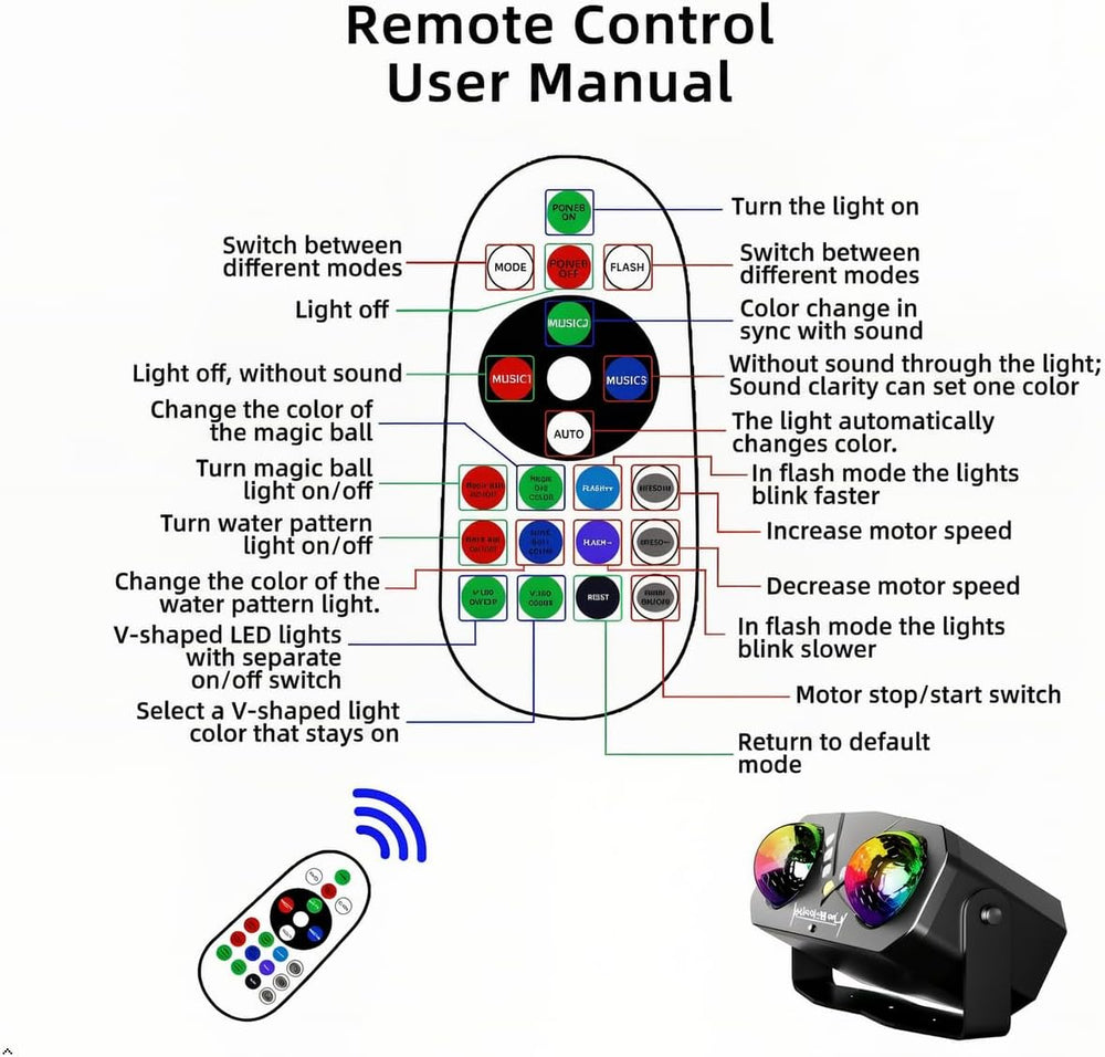 Party Light with Dual RGB Disco Balls and V-Shaped LED Beads