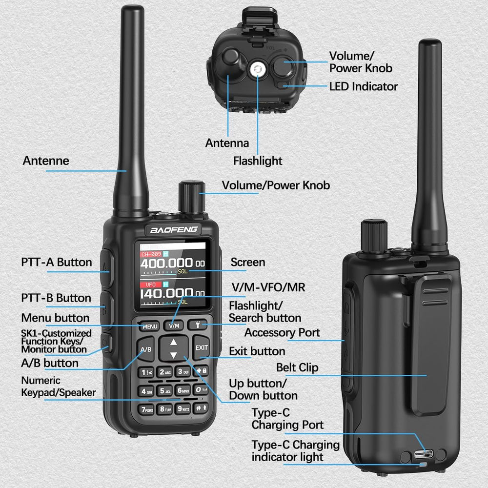 BAOFENG Radio UV-5R Mini-5 Ham Radio Handheld Rechargeable Walkie Talkies Lon...