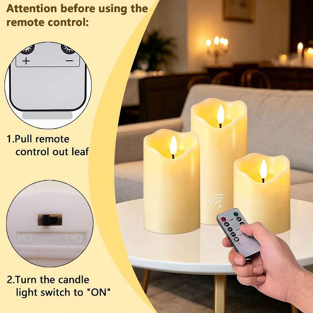 VIEWELLD Flickering Flameless Candles with Remote and Timer, Realistic LED Ca...