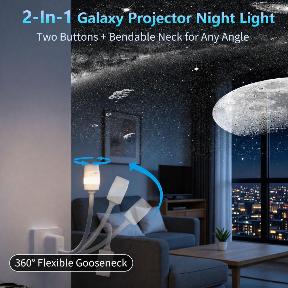5D Holographic Night Light Projector, USB Plug and Play HD Star Projector