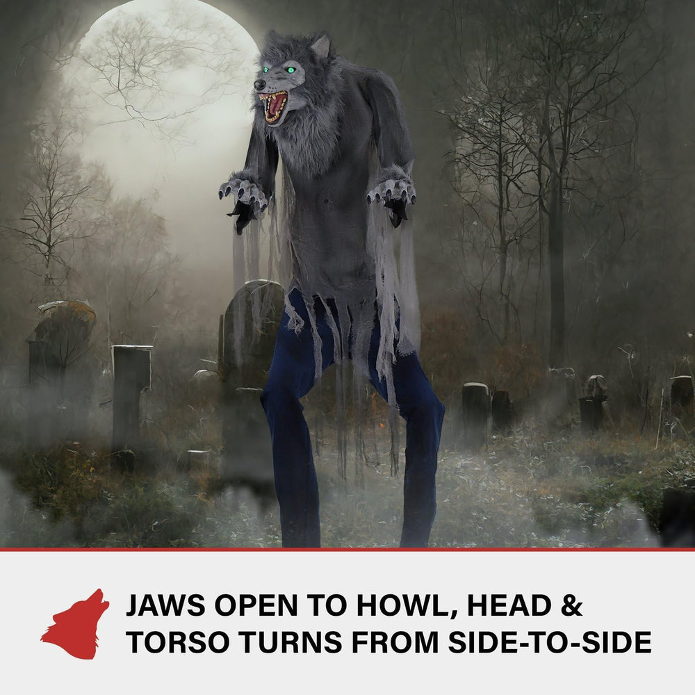 Haunted Hill Farm 7-Ft. Motion-Activated Werewolf Animatronic with LEDs