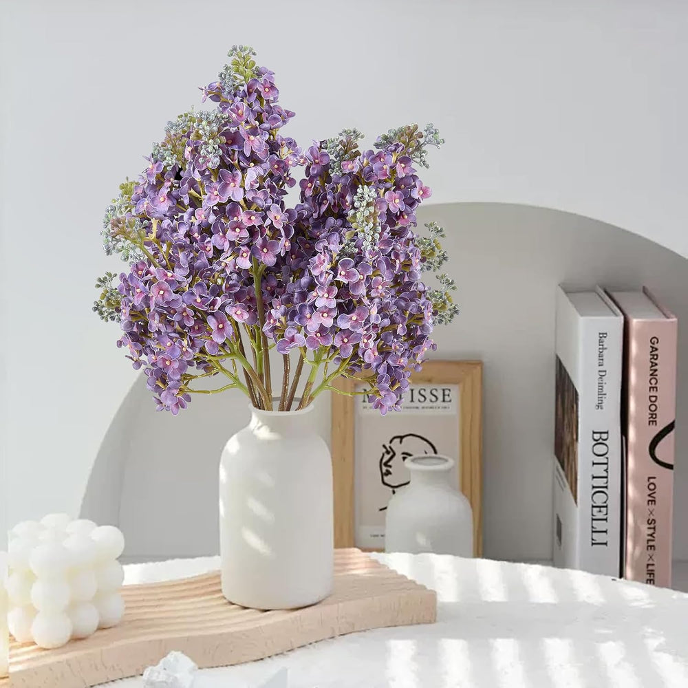 4PCS 25.6inch Lilac Artificial Flowers Purple Fake Delphinium Long Stem Silk ...