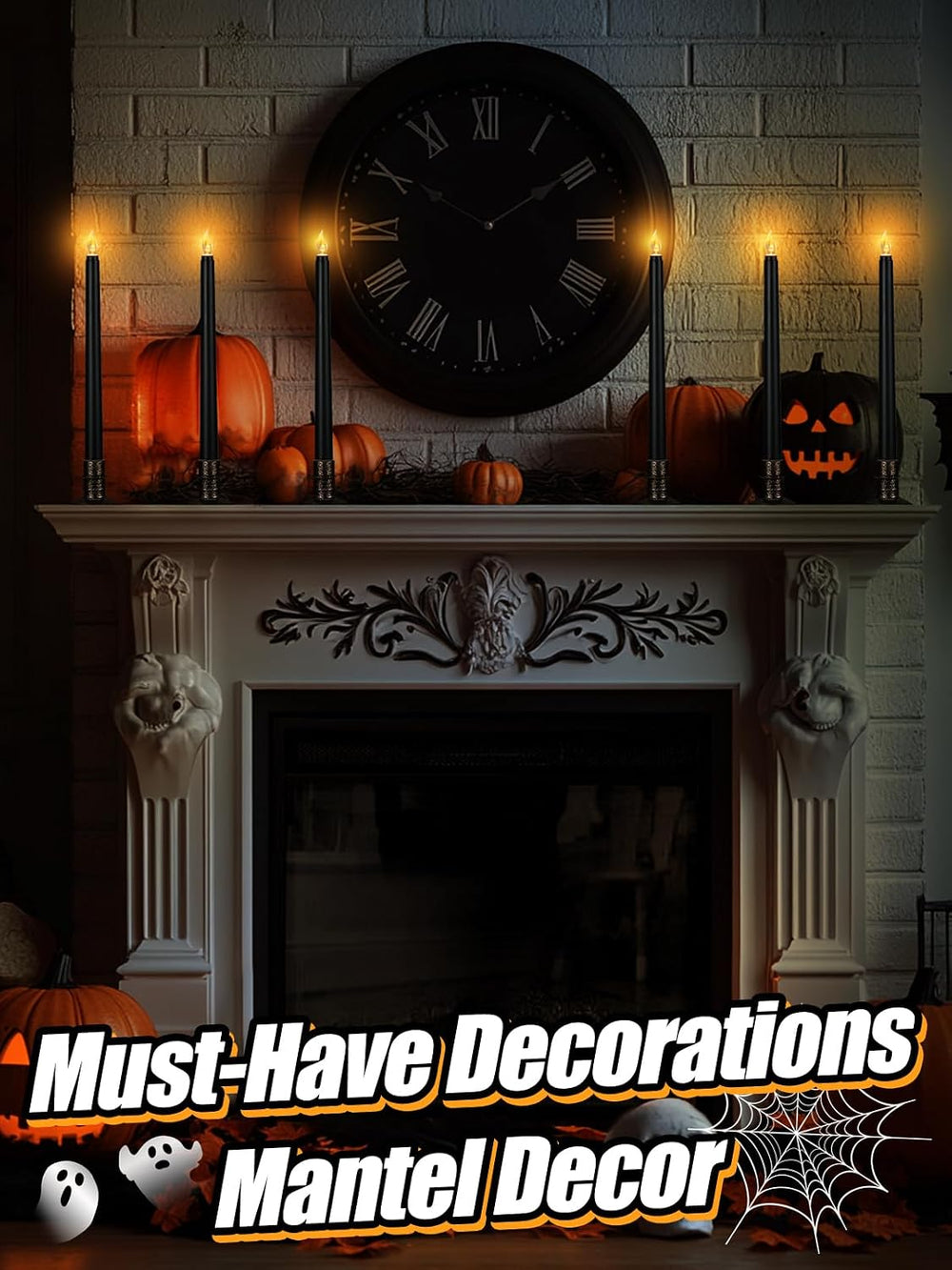 Alphatool 12 Pcs Black Halloween Flameless Candles with Timer & Bases