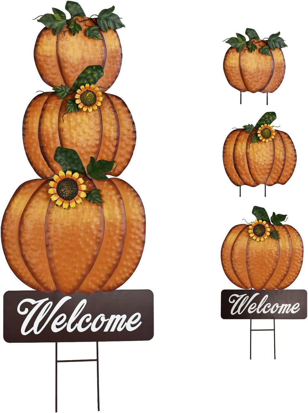 38.4"H Metal Pumpkin Garden Stake Fall Decoration Outdoor Welcome Yard Sign