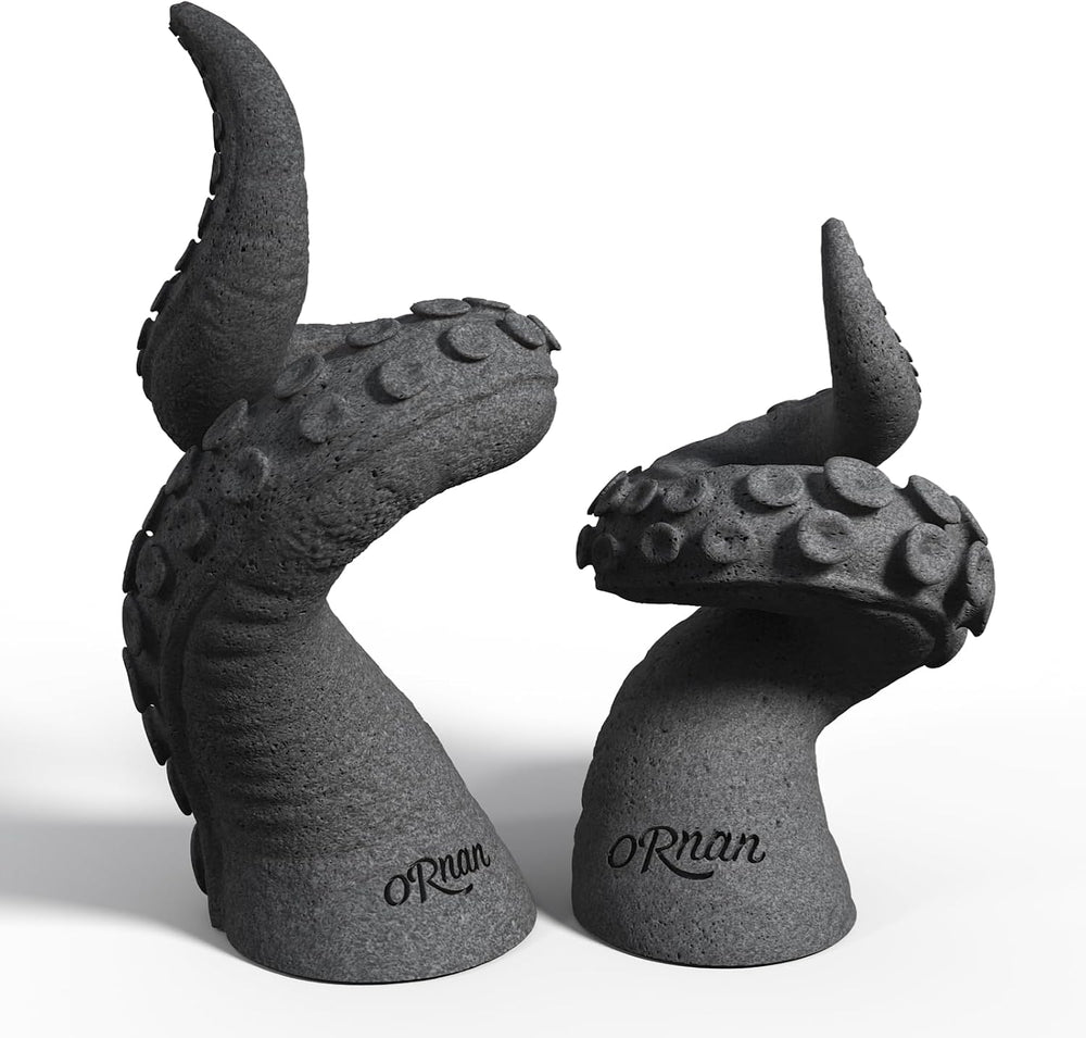Octopus Candlestick Holders True Natural Reclaimed Stone, Set of 2 Premium Re...