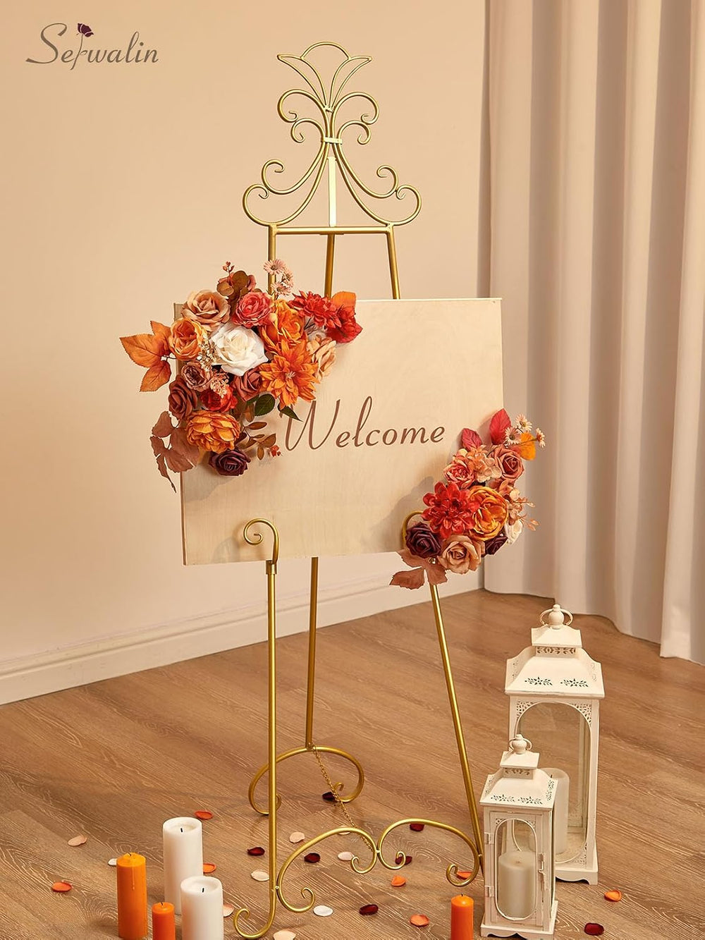 Artificial Fall Flowers Burnt Orange Silk Flowers for Wedding
