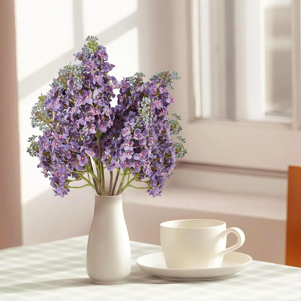 4PCS 25.6inch Lilac Artificial Flowers Purple Fake Delphinium Long Stem Silk ...