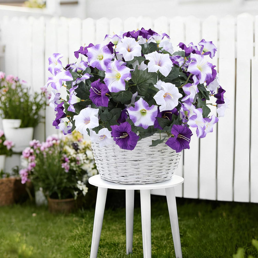 Geegoods Artificial Petunias Flowers for Outdoors, 8 Bundles UV Resistant