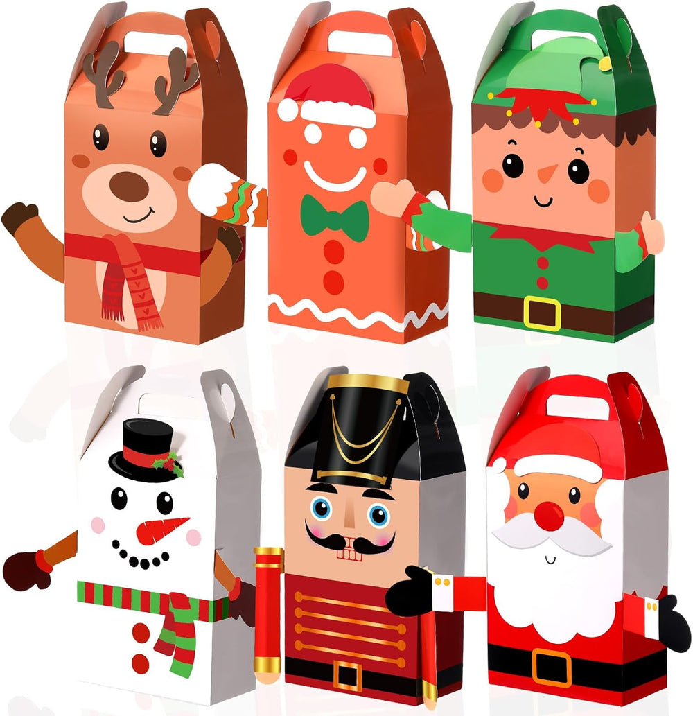 Harloon 48 Pcs Christmas 3D Gift Boxes with Handle Santa Nutcracker