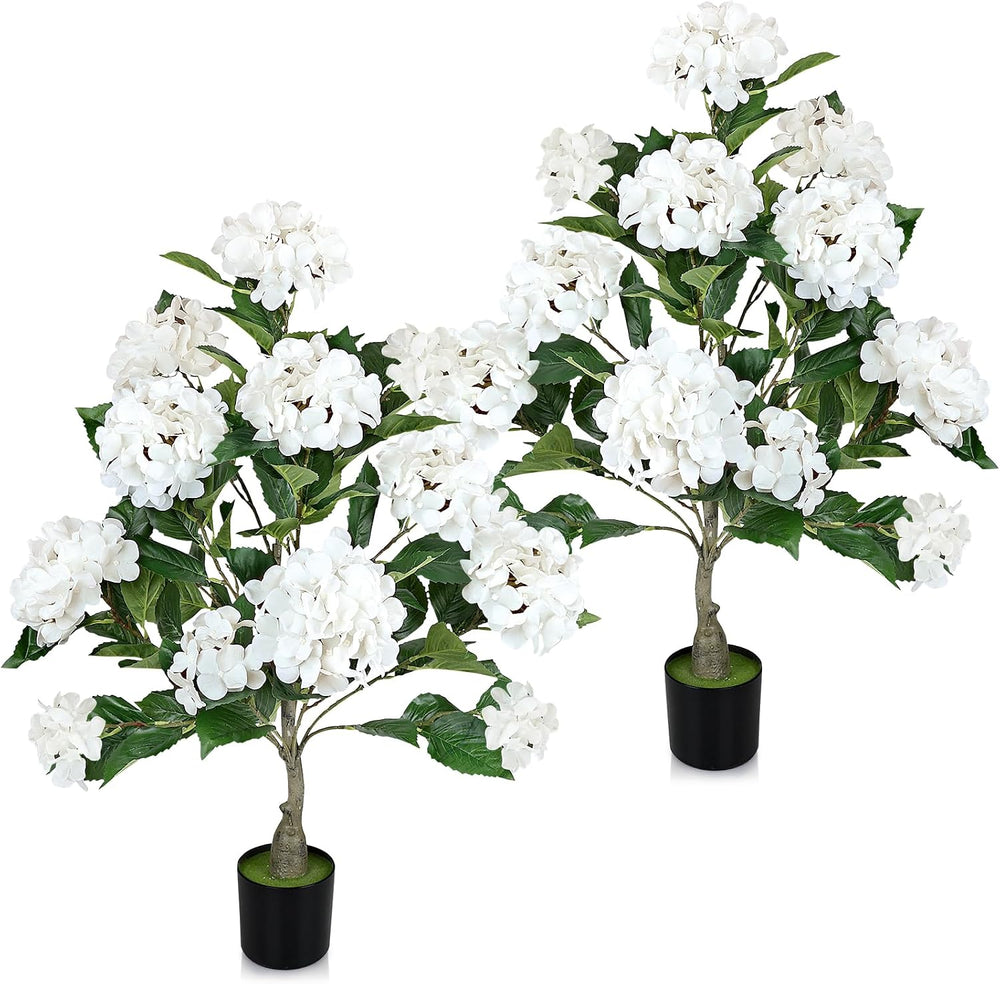 2 Pcs Faux Hydrangea Tree, 3Ft Hydrangea Artificial Flowers Potted