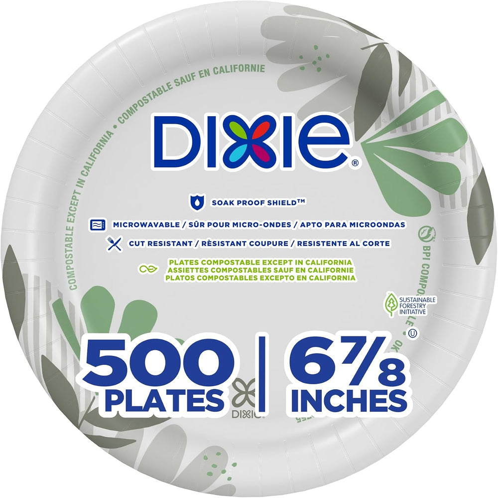 Dixie 6.8 Inch Medium-Weight Paper Plates By GP PRO, Pathways Botanical Desig...