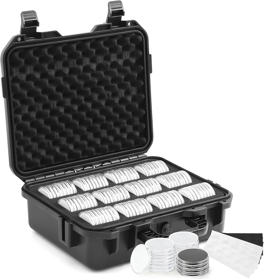Affrolling 96 Pcs Coin Storage Box with Handle, Hard Capsule Case, 196 Pcs 10...