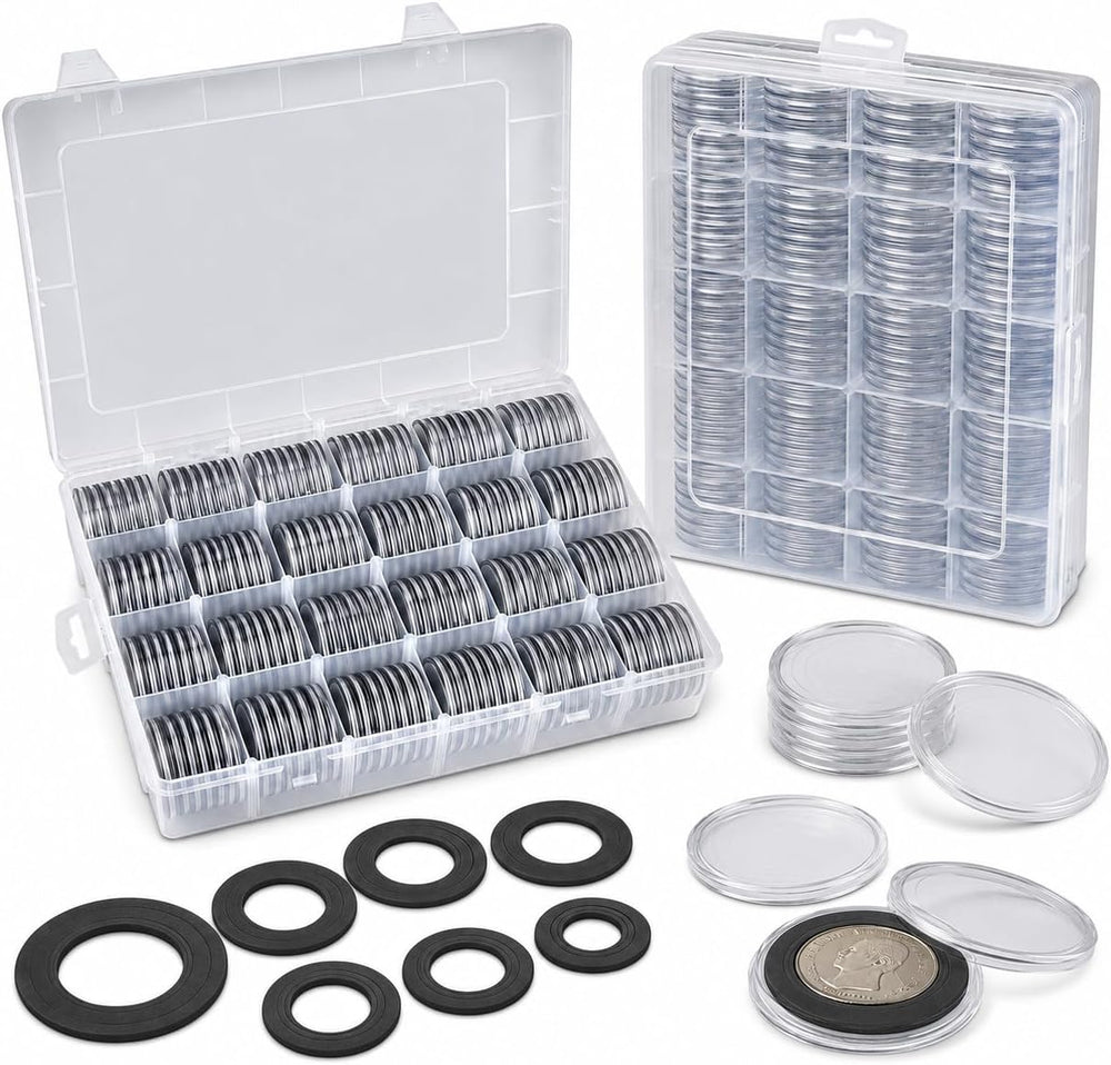 FULLCASE Coin Capsules for Collectors, 168-Piece Storage Case,Fits 20-46mm