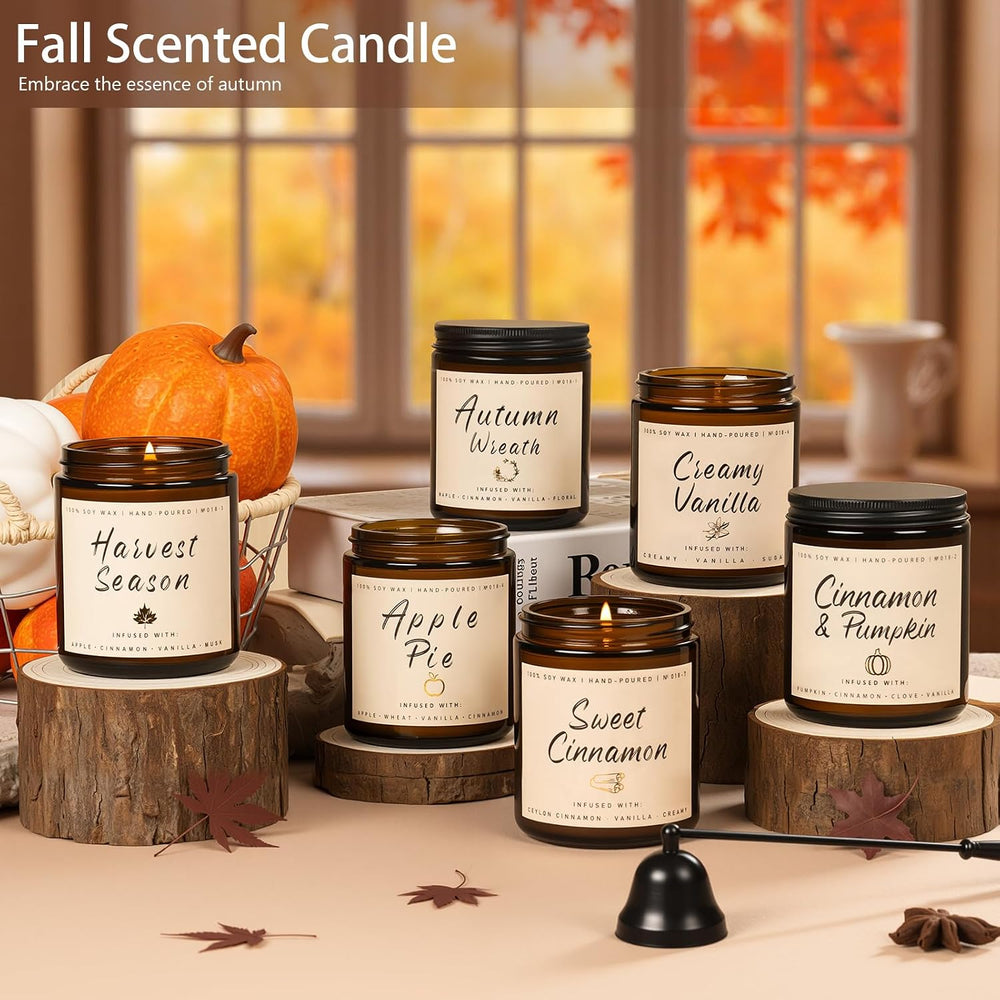 Fall Candles, 6 Pack Scented Candle Set, 42 oz Holiday Soy Candles, Candle Gi...