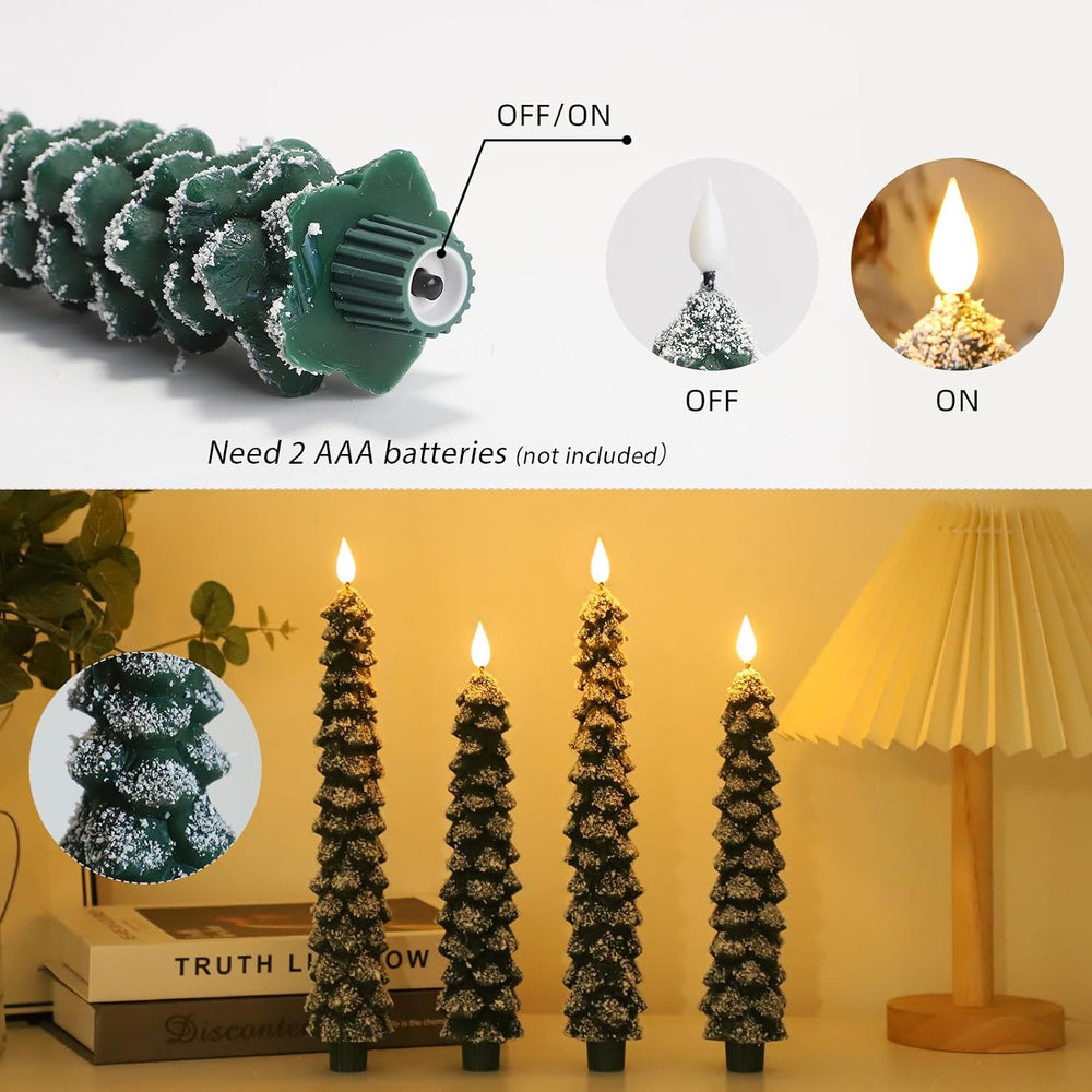 Christmas Decorations, Christmas Tree Flameless Taper Candles with Remote