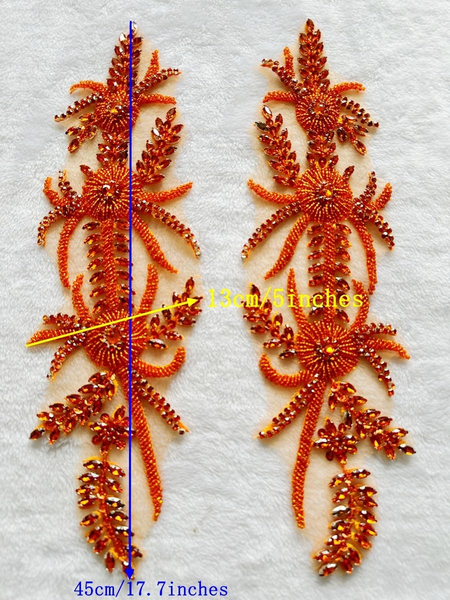Handmade Shining Rhinestones lace Applique Patches Sewing Beads Sequins Stone...