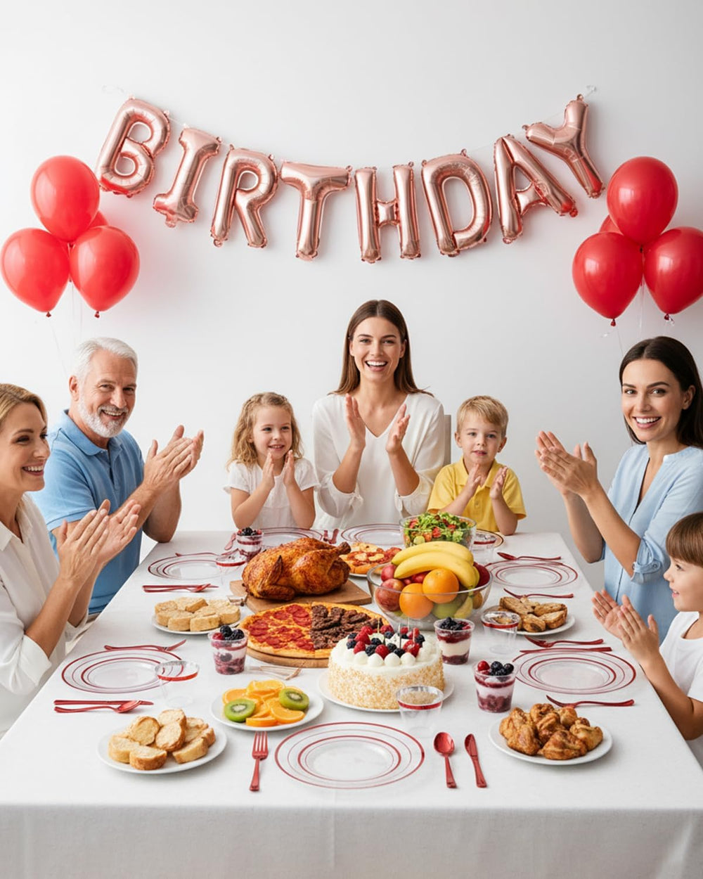 350 Pcs Red Disposable Plates, Clear Plastic Plates and Napkins
