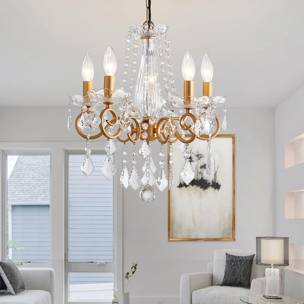Crystal Chandelier, 5-Light Chandelier for Dining Room Light Fixture, K9 Crys...