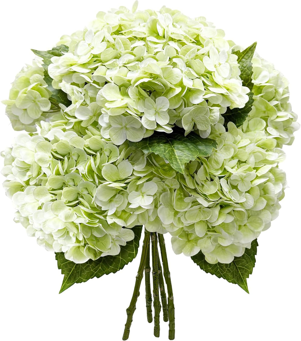 21In Light Green Artificial Hydrangea Flowers with Stems 5 Pcs