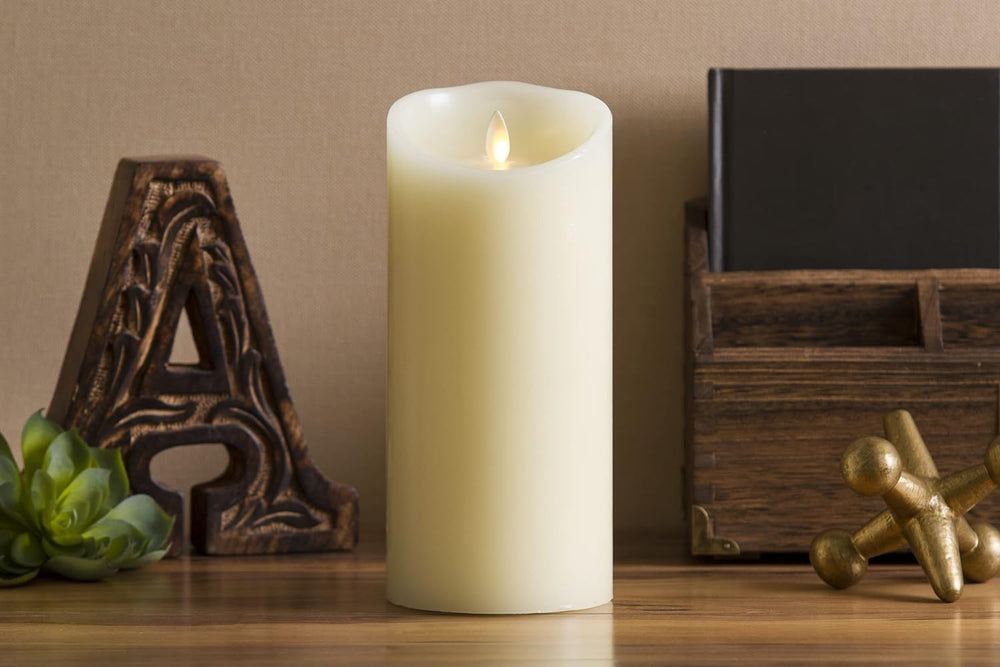 Luminara Flameless LED Battery Operated Ivory Pillar Candle, Flickering Reali...