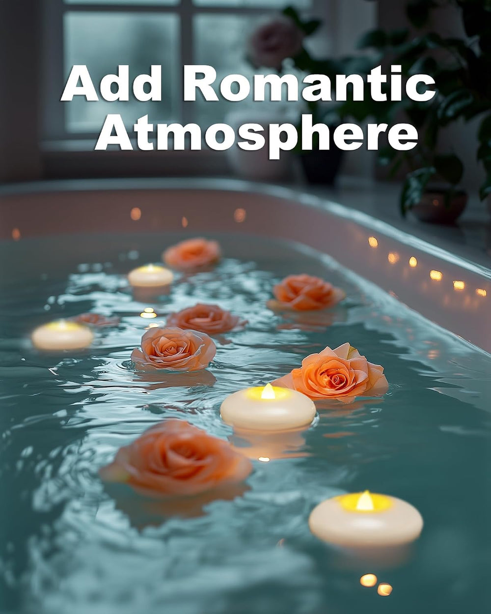 3" Flameless LED Floating Candles, White Waterproof Tealights, 48Pack