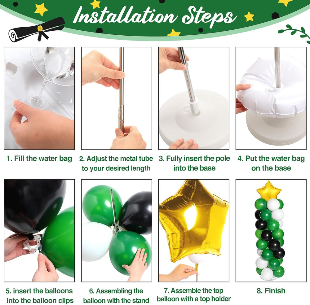2 Sets of Balloon Column Stand Kit with 2 Star Balloons 100 Latex Balloons 2 ...