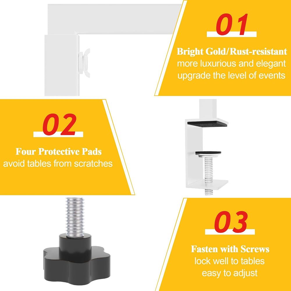 Fomcet Over The Table Rod Stand with Clamps Set of 2 White Metal Table Arch