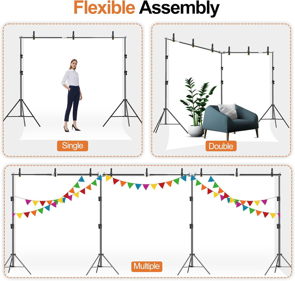 FUDESY Backdrop Stand Heavy Duty, 10x30ft Adjustable Photo Backdrop Stand