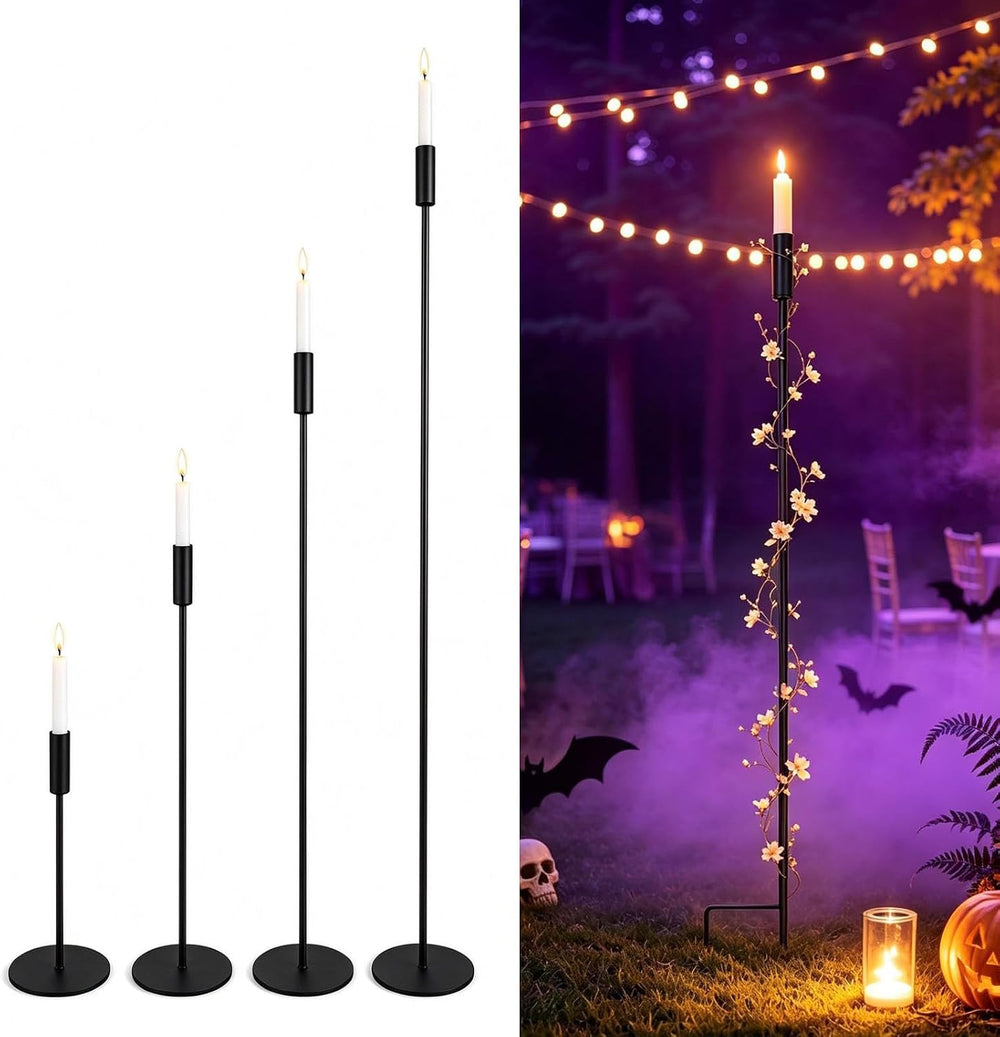 4 Pack Adjustable Tall Black Floor Candle Holders for Tables Event