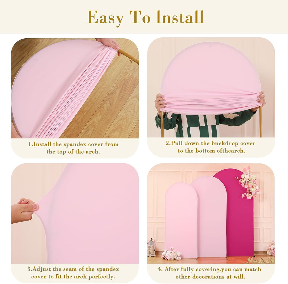 Pink & Hot Pink Arch Backdrop Cover Set of 3-6ft,6.6ft,7.2ft Arch Covers